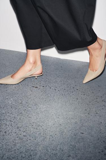 SLINGBACK KITTEN HEEL SHOES - Taupe Grey by Zara