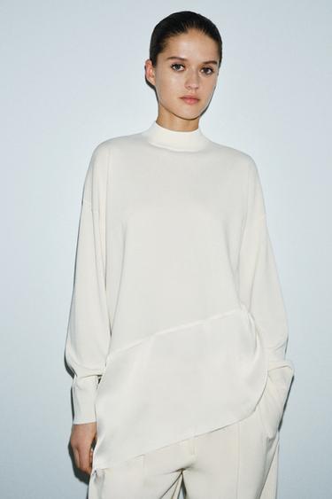 ASYMMETRIC COMBINED KNIT JUMPER - White by Zara