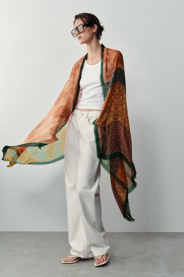 FOULARD IMPRIMÉ MODAL ET SOIE - Multicolore de Zara