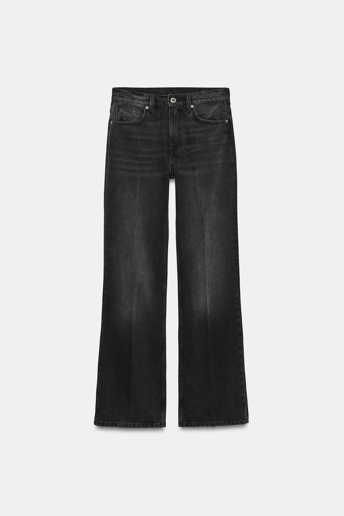 Женские джинсы Zara ZW Collection Mid-Rise Flare Fit, цвет: Чёрный — фото 6