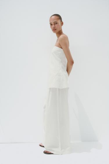 TOP BUSTIER BRODÉ - Blanc cassé de Zara - Image 4