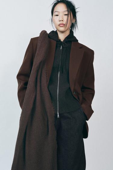 RUSTIC WOOL SCARF - Brown by Zara