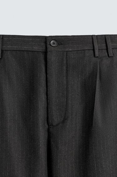 PINSTRIPED SUIT TROUSERS WITH PLEATS - Dark grey by Zara - Image 6