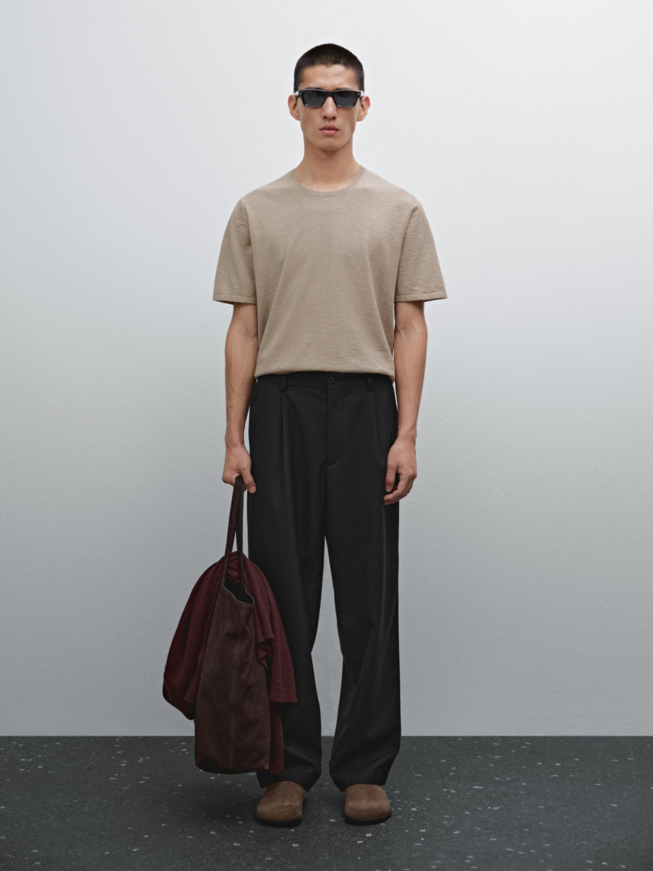 Cotton blend knit short sleeve sweater - Mink | ZARA United Cotton blend knit short sleeve sweater - Mink | ZARA United