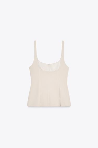 TOP PÉPLUM À ZIP - Beige de Zara - Image 5