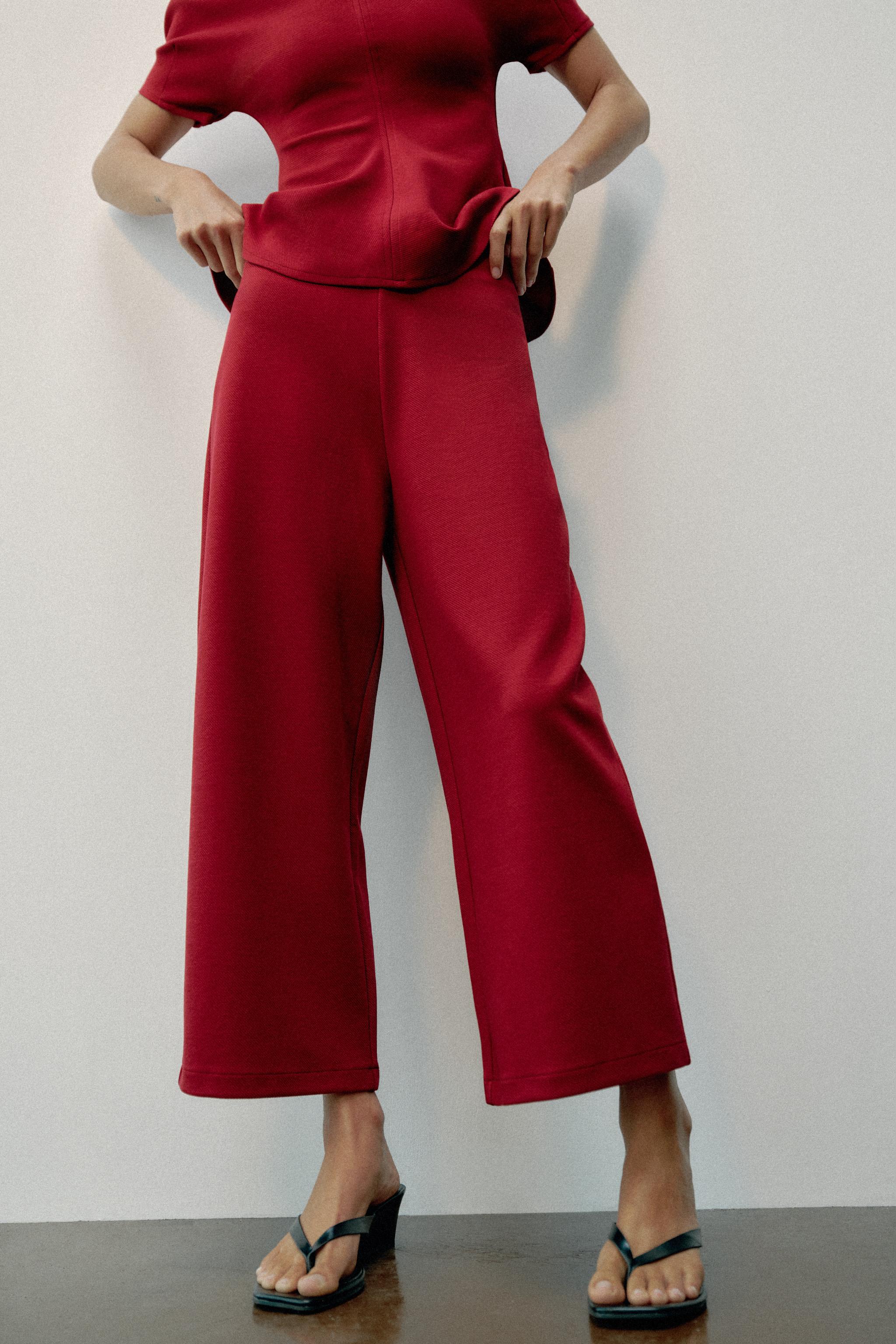 WIDE LEG PANTS — Burgundy