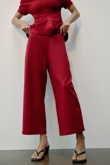 WIDE-LEG TROUSERS - Burgundy by Zara
