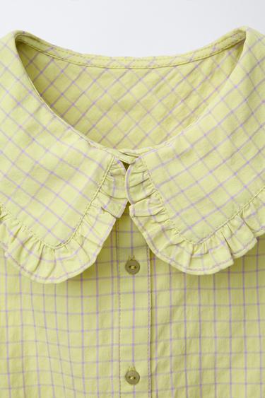 CHECK SHIRT WITH COLLARS - Lime by Zara - Image 2