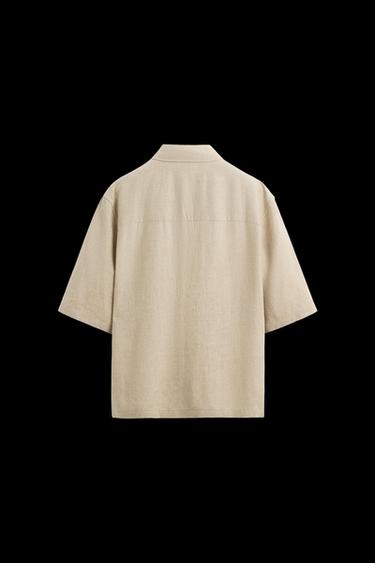OVERSIZE LINEN-VISCOSE SHIRT - Light beige by Zara