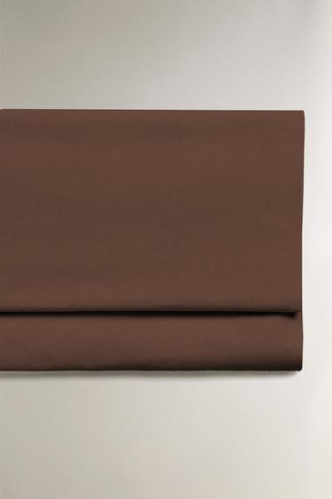 DRAP PLAT PERCALE DE COTON (200 FILS) - Chocolat de Zara