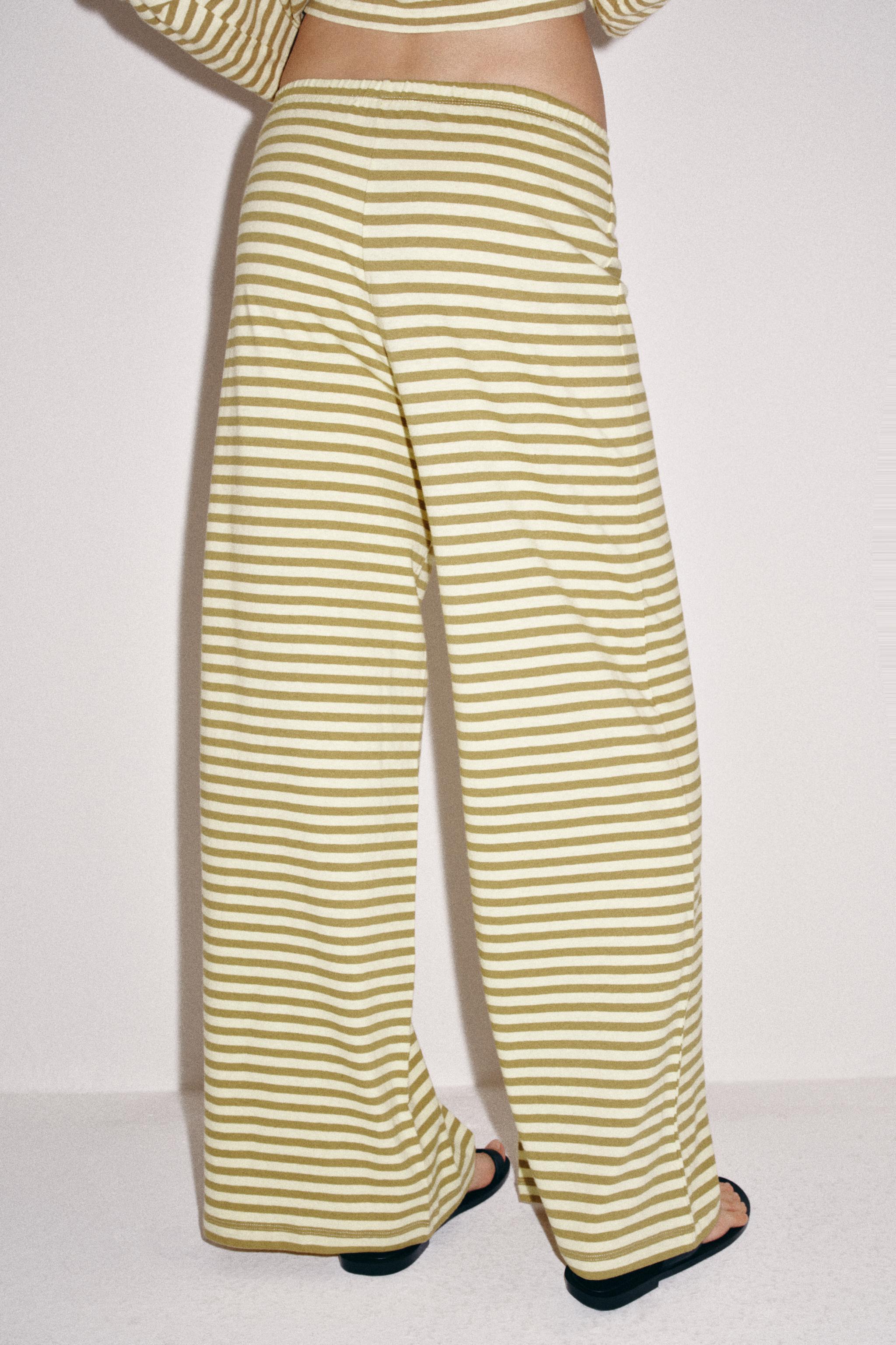 STRIPED COTTON AND LINEN PANTS