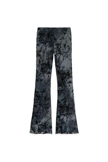 FLOCKED TULLE FLARE TROUSERS