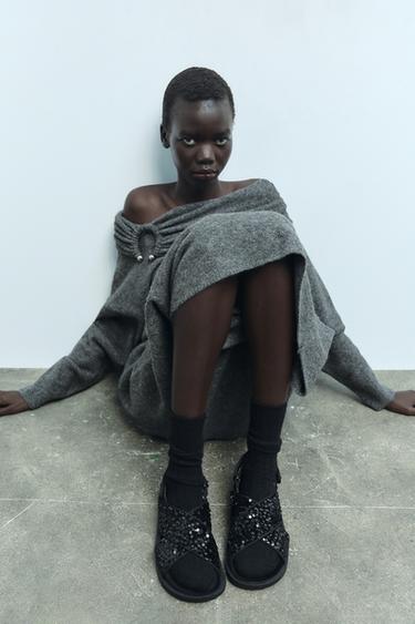 САНДАЛИИ С ПАЙЕТКАМИ — Черный от Zara — изображение 0
