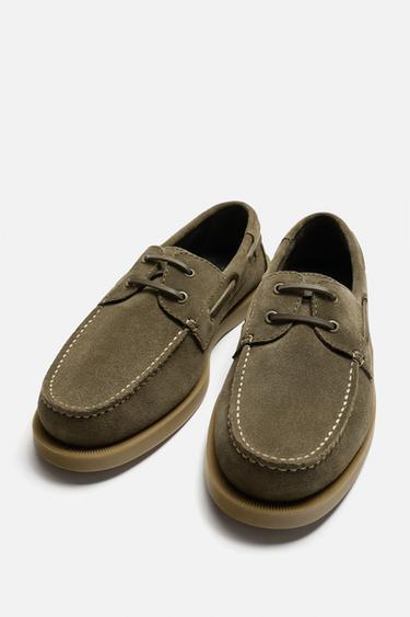 LEATHER DECK SHOES - Green by Zara - Image 2