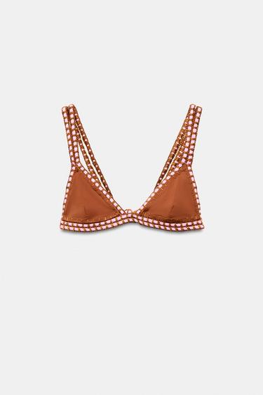 CROCHET BIKINI TOP - Caramel by Zara