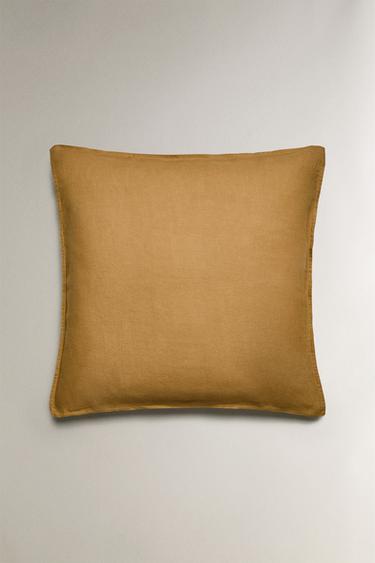 TAIE D’OREILLER LIN DÉLAVÉ (140 GxM²) - Moutarde de Zara - Image 1