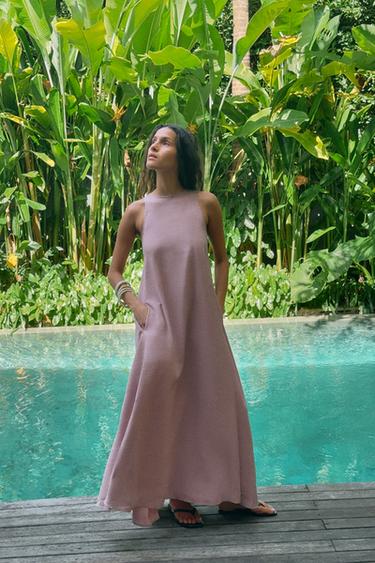 VESTIDO MIDI FLUIDO - Malva empolvado de Zara