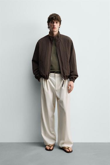 REVERSIBLE FLUID BOMBER JACKET - Brown by Zara
