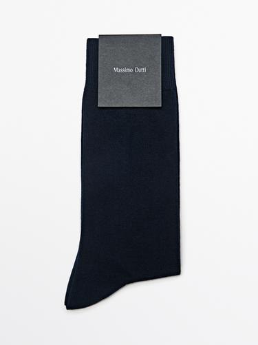 Zara Plain knit cotton blend socks - Navy blue