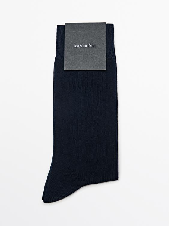 Plain knit cotton blend socks