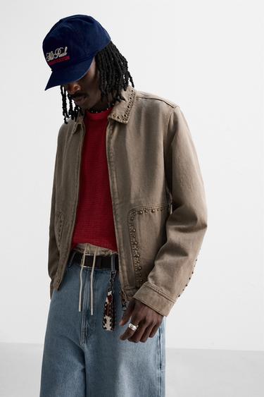 STUDDED WASHED JACKET - Beige by Zara - Image 4