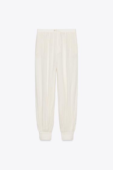 PANTALON RAYÉ POIGNETS ZW COLLECTION - Écru de Zara - Image 3