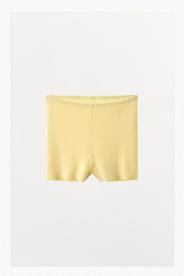 Zaras RIBSTICKADE SHORTS - Gul