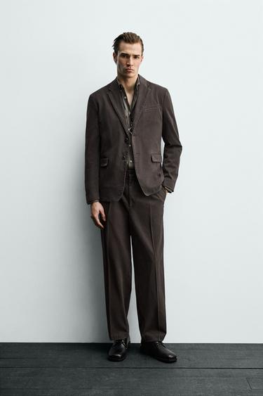 WASHED-EFFECT SUIT TROUSERS - Taupe grey by Zara
