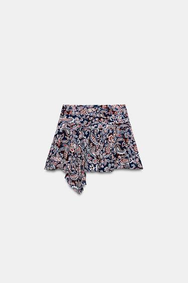 ASYMMETRIC PRINTED SKORT - Blue by Zara - Image 6