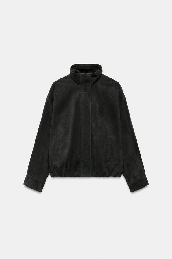 100% LEATHER JACKET - Charcoal by Zara - Image 0