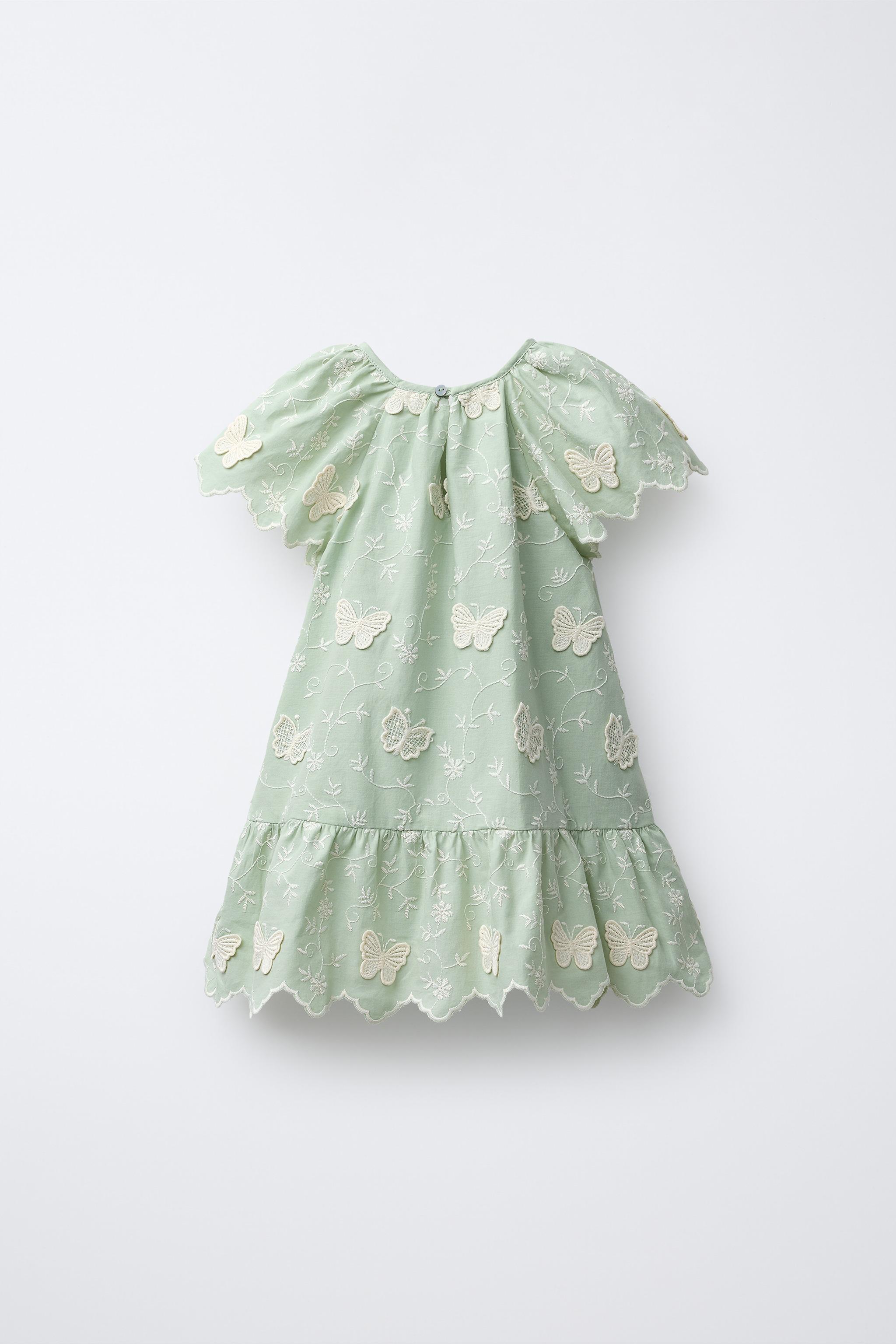 EMBROIDERED BUTTERFLY DRESS