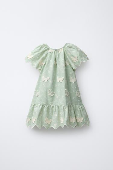 EMBROIDERED BUTTERFLY DRESS - Green by Zara - Image 1