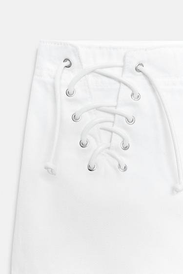 SHORT MINI À LACETS CROISÉS - Blanc de Zara - Image 4