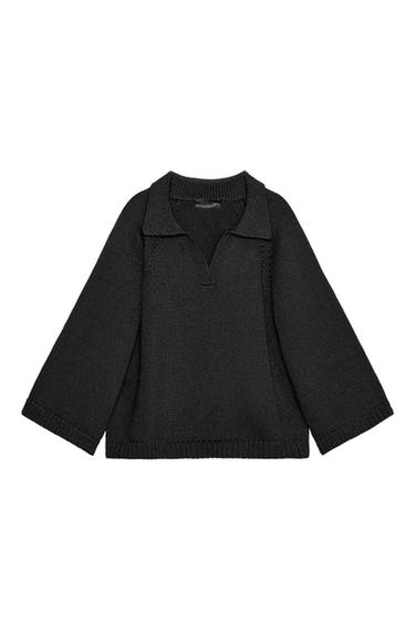 JERSEY PUNTO CUELLO POLO - Negro de Zara
