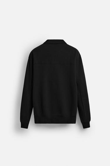 SWEAT BASIQUE À COL ZIPPÉ - Noir de Zara - Image 7