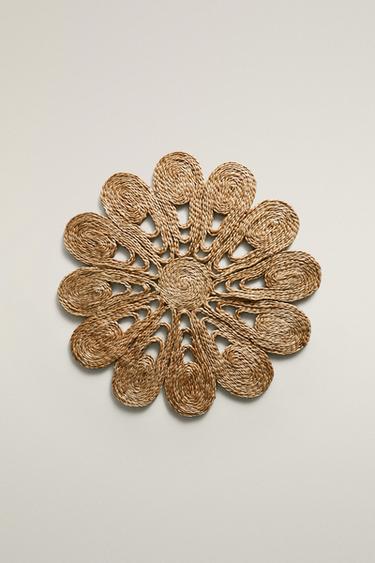FLORAL JUTE PLACEMAT - Light beige by Zara