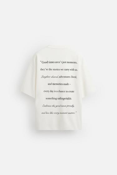 Zara EMBROIDERED TEXTS SWEATSHIRT - White