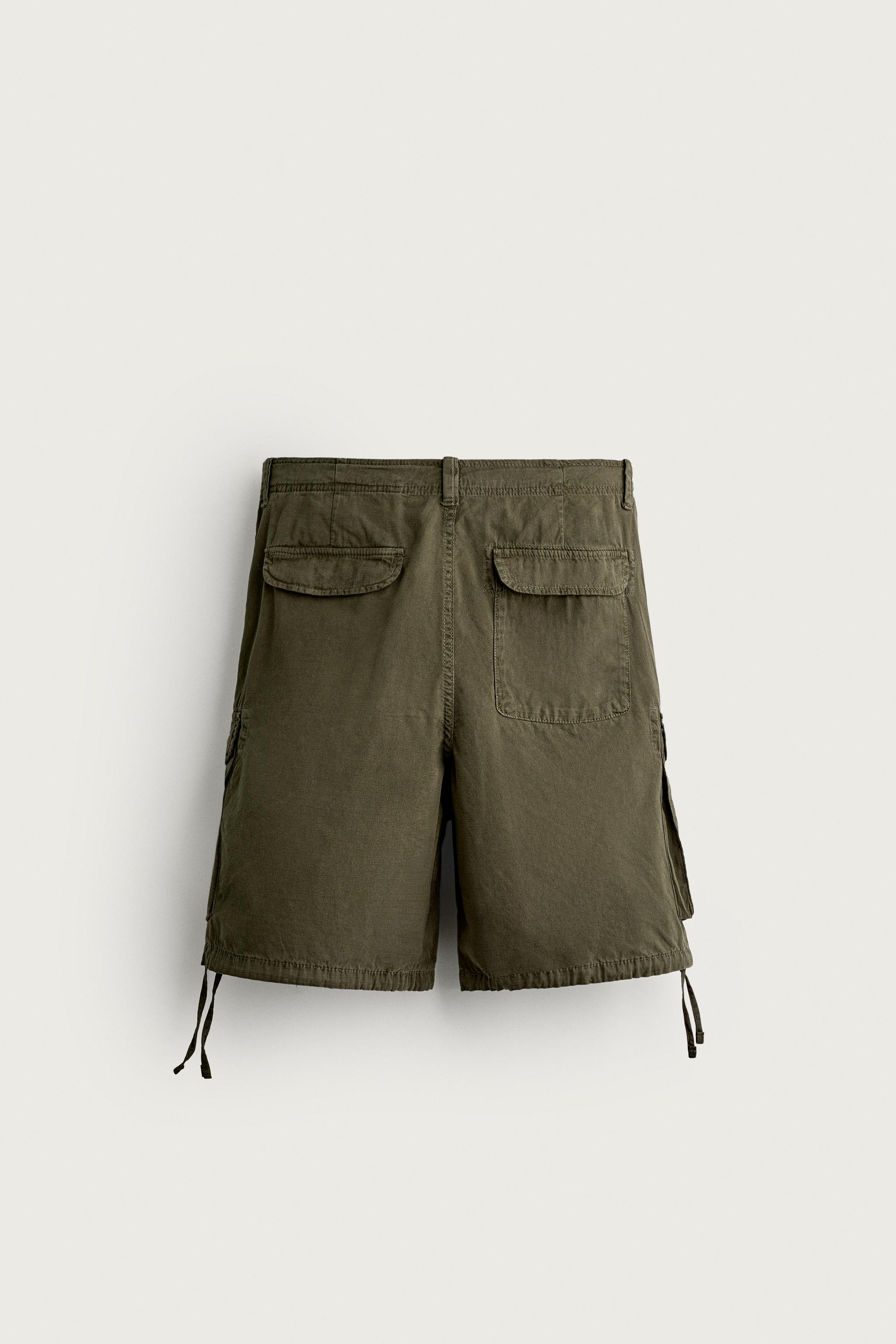 Мужские шорты Zara REGULAR FIT CARGO SHORTS WITH TABS — фото 8