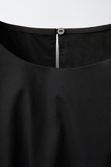 Zara COLD SHOULDER RUFFLED DRESS - Black / Ecru