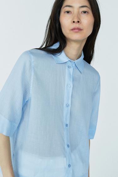 ZW COLLECTION RAMIE SHIRT - Light blue by Zara