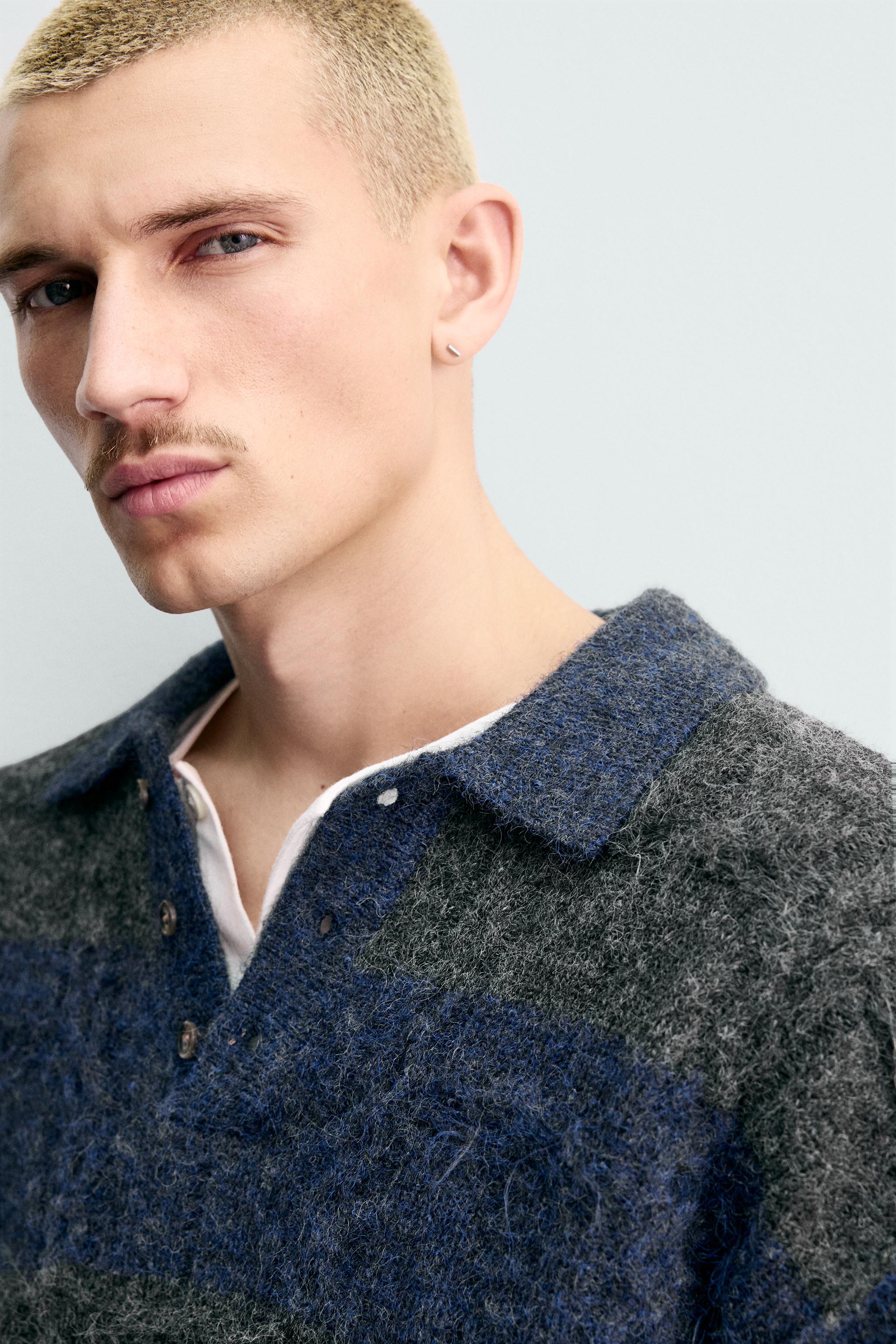 STRIPED JACQUARD KNIT POLO SHIRT