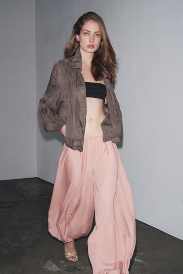 ZW COLLECTION FLOWING GATHERED TROUSERS - Pink by Zara - Image 3