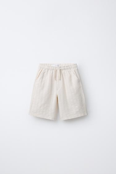 TEXTURED BERMUDA SHORTS - Ecru by Zara