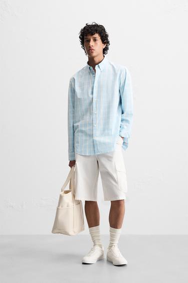 REGULAR FIT CHECK SHIRT - Blue marl by Zara - Image 0