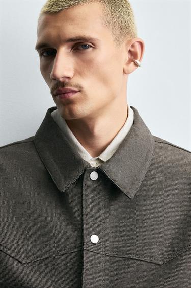 TWILL TEXTURED OVERSHIRT - Brown by Zara