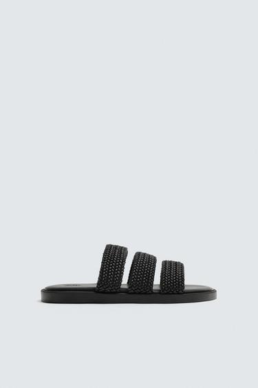 BRAIDED STRAP SANDALS - Black by Zara