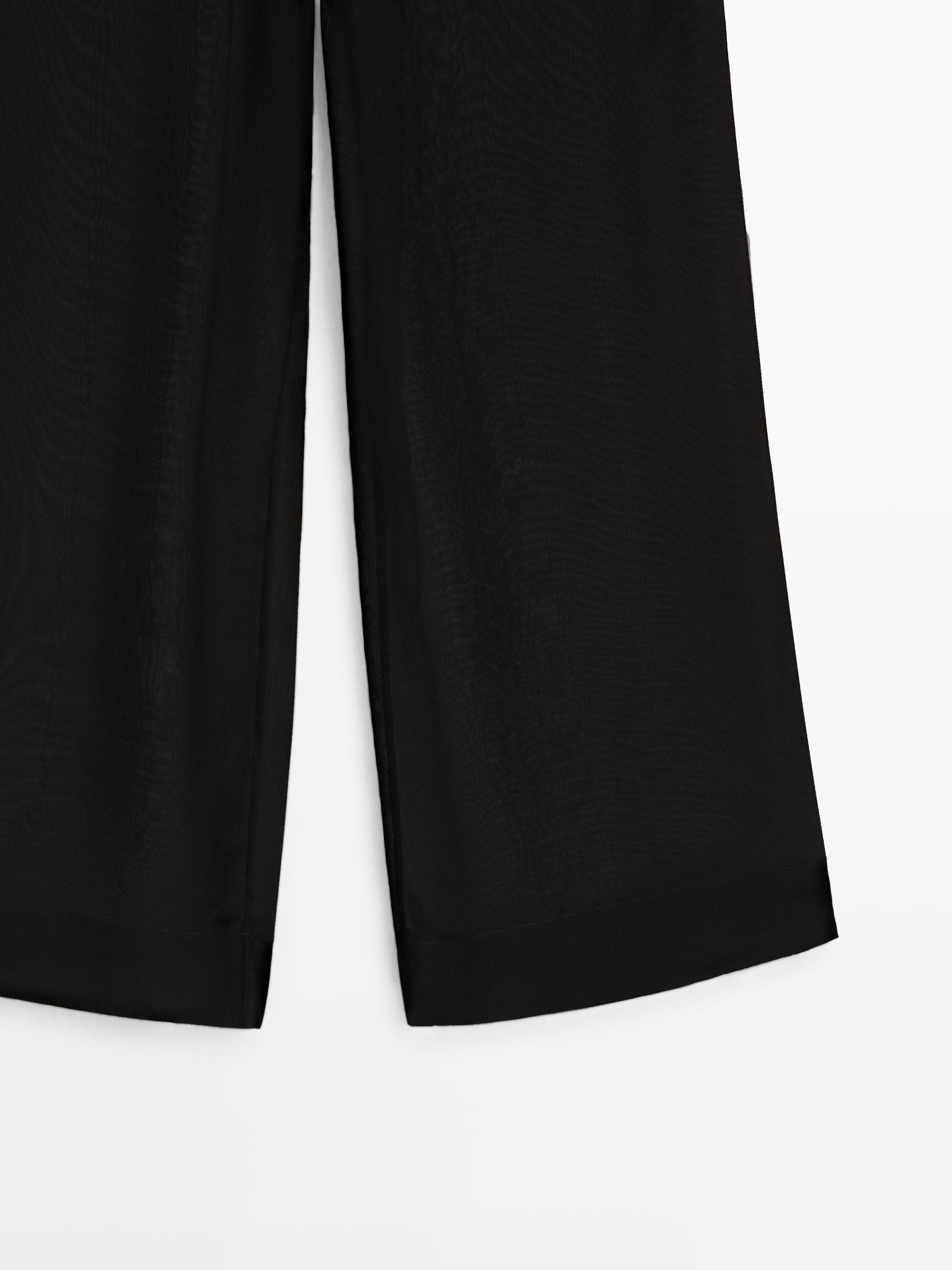 Flowing contrast silk pants
