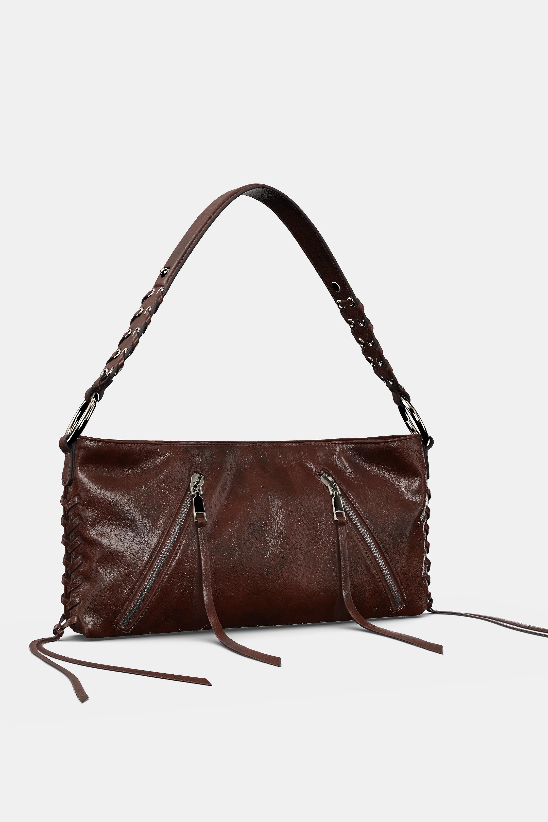 ZARA レザーショルダーバッグ ロック フラップショルダーバッグ - ブラック | ZARA Japan / 日本