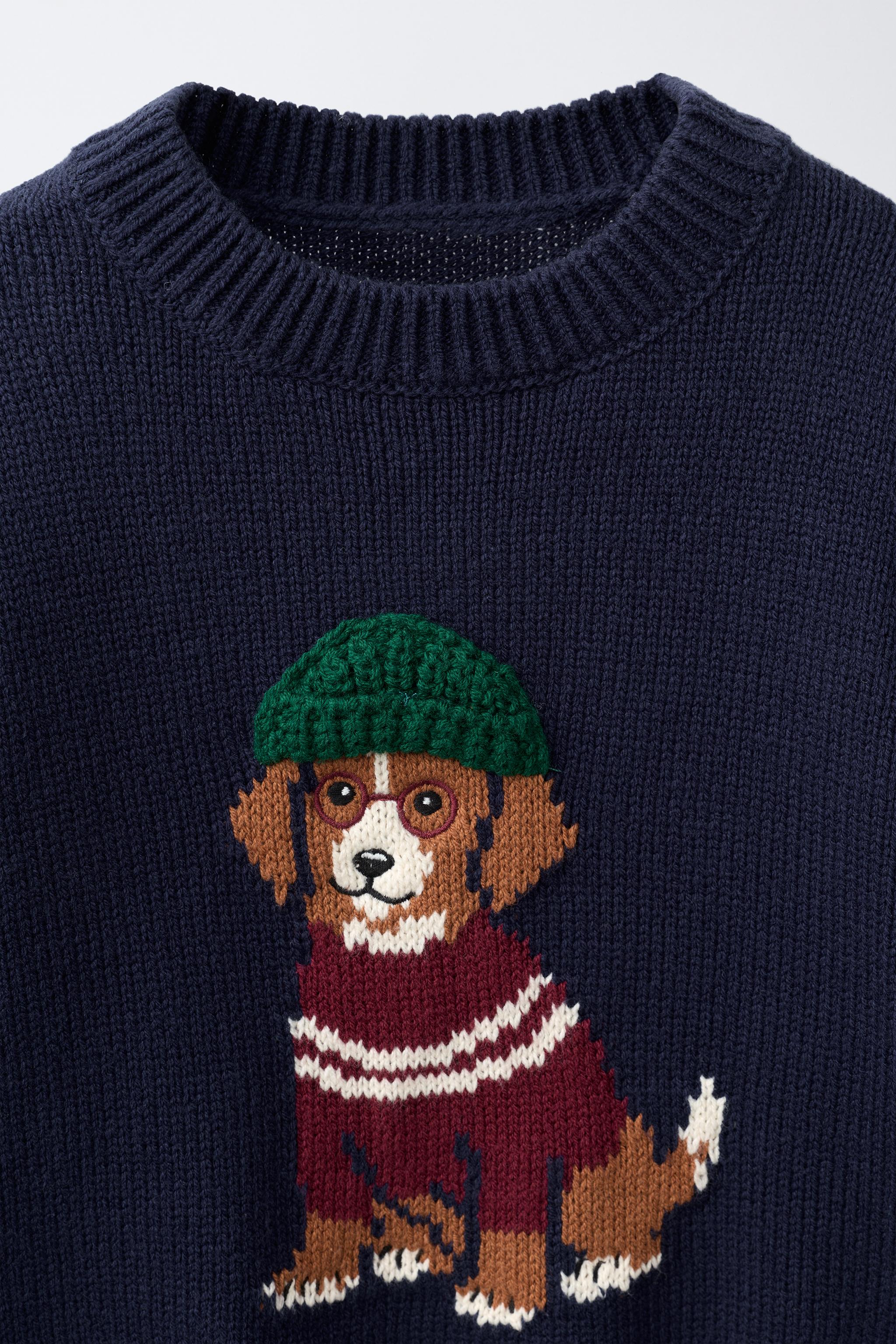 PULL EN MAILLE À CHIEN BRODÉ