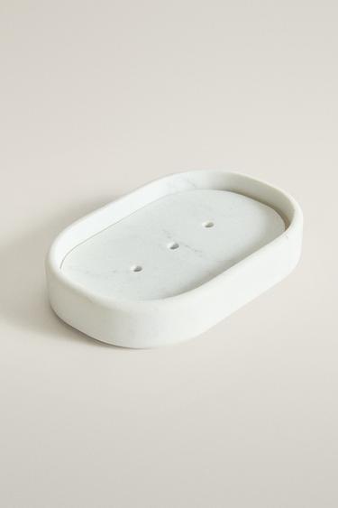 MARBLE-EFFECT BATHROOM SOAP DISH — Gray 2